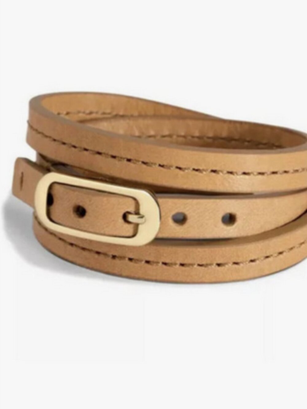 Shinola Detroit Triple Wrap Stitch Leather Bracelet Natural 8 MM MotorCity